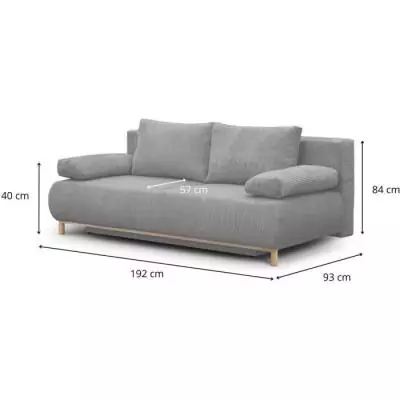 Banquette convertible 3 places MIKA gris clair - Pratique et confortable