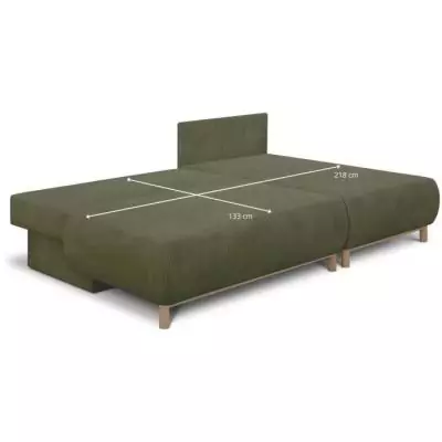 Canapé d'angle droit convertible MIKA 3 places - Vert Kaki