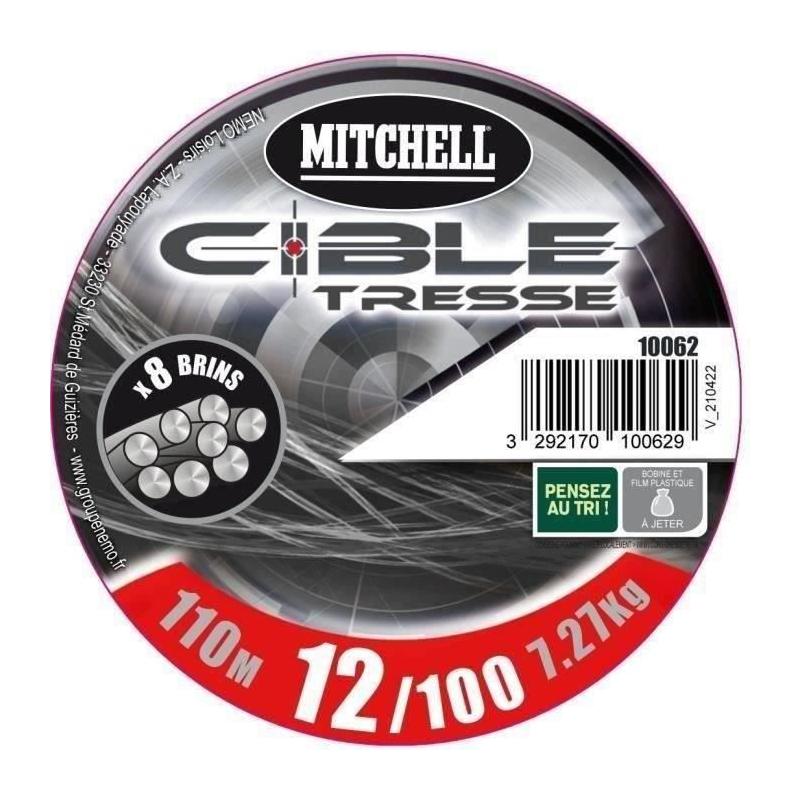 Tresse grise Mitchell 8 brins 110m 15/100 - Nylon de pêche