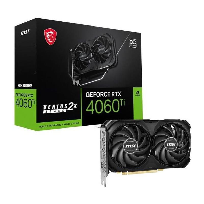 Carte Graphique MSI RTX 4060 Ti VENTUS 2X BLACK OC - 8Go