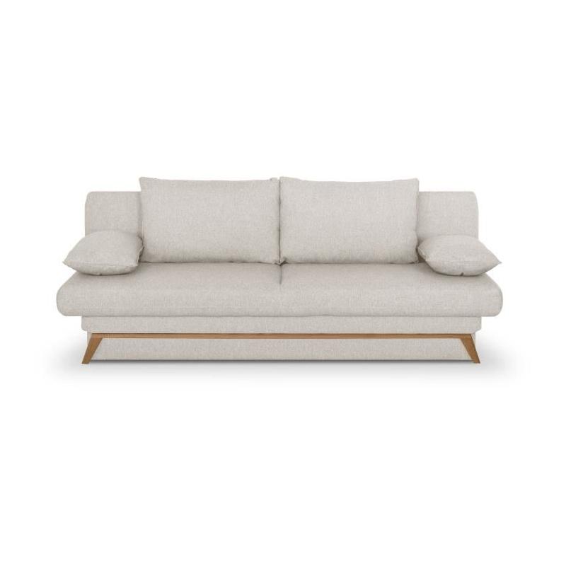Banquette convertible 3 places beige avec coffre de rangement