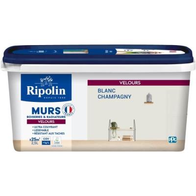Peinture RIPOLIN Blanc Champagny Velours 2,5 L - Boiseries & Radiateurs