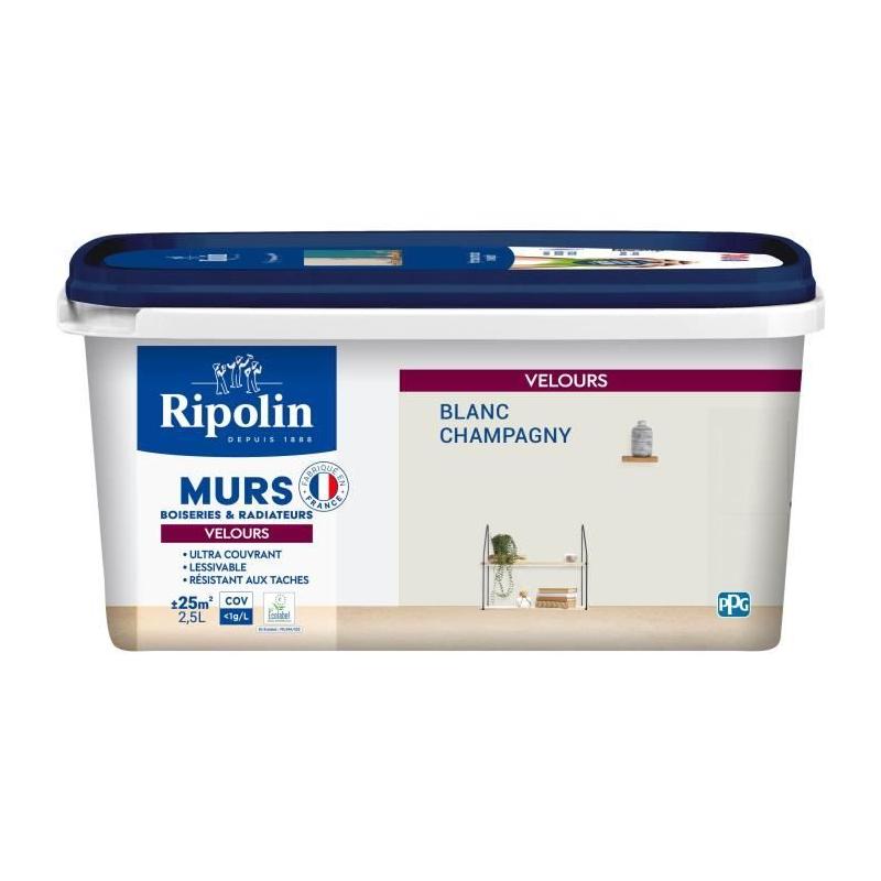 Peinture RIPOLIN Blanc Champagny Velours 2,5 L - Boiseries & Radiateurs