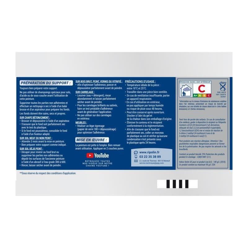 Peinture RIPOLIN Protection Extrême Blanc Casse Satin 2,5 L