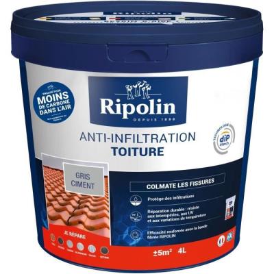 Peinture anti-infiltrations toiture RIPOLIN - gris ciment - 4 L