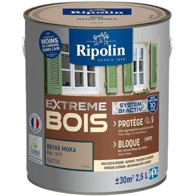 Peinture bois satinée beige moka RAL 1019 - RIPOLIN - 2,5 L