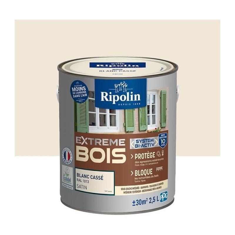Peinture Extrême bois - Blanc cassé RAL 1013 satin - RIPOLIN - 2,5 L