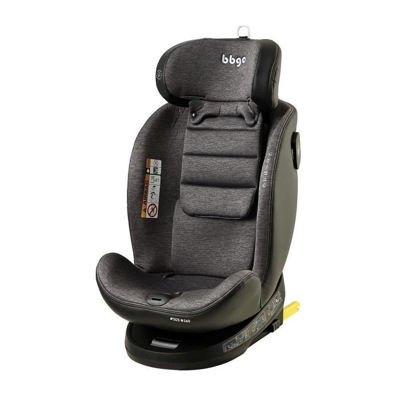 Siege-auto pivotant BBGO - Wondersafe - Gris - Fibre bambou - I-SIZE - ISOFIX
