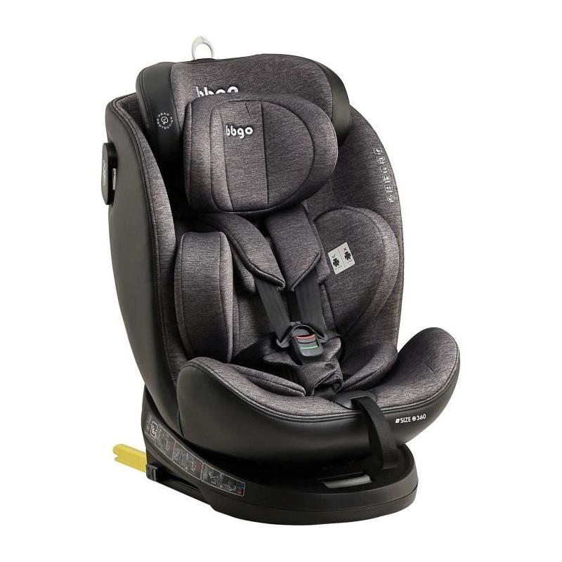 Siege-auto pivotant BBGO - Wondersafe - Gris - Fibre bambou - I-SIZE - ISOFIX