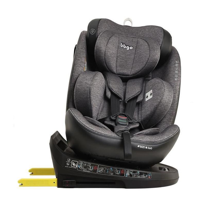 Siege-auto pivotant BBGO - Wondersafe - Gris - Fibre bambou - I-SIZE - ISOFIX