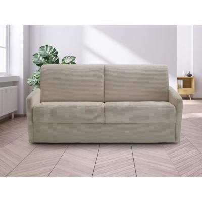 Canapé convertible express 3 places LINCOLN - Tissu Beige