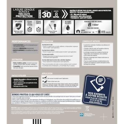Lasure opaque haute protection - Gris souris RAL 7038 satin - 5 L Bondex