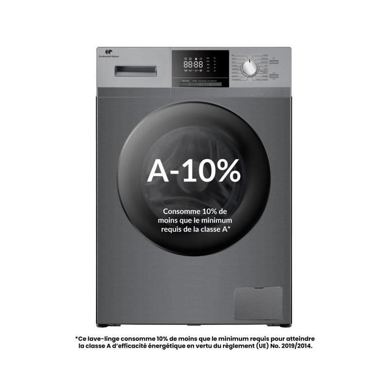 Lave-linge hublot 8kg Continental Edison 1400 trs/min Silver