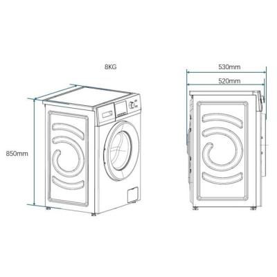 Lave-linge hublot 8kg Continental Edison 1400 trs/min Silver