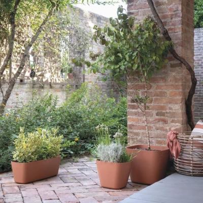 Pot de fleurs carré DEROMA Origin 12 L - Terre cuite