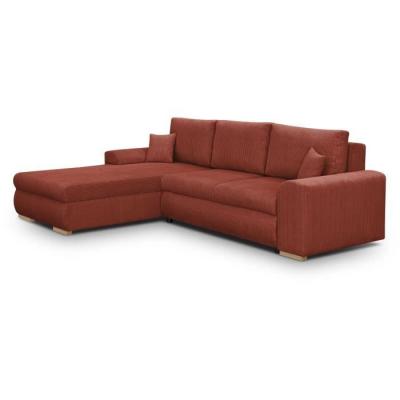 Canapé d'angle convertible 5 places INDIAN Velours Rouille