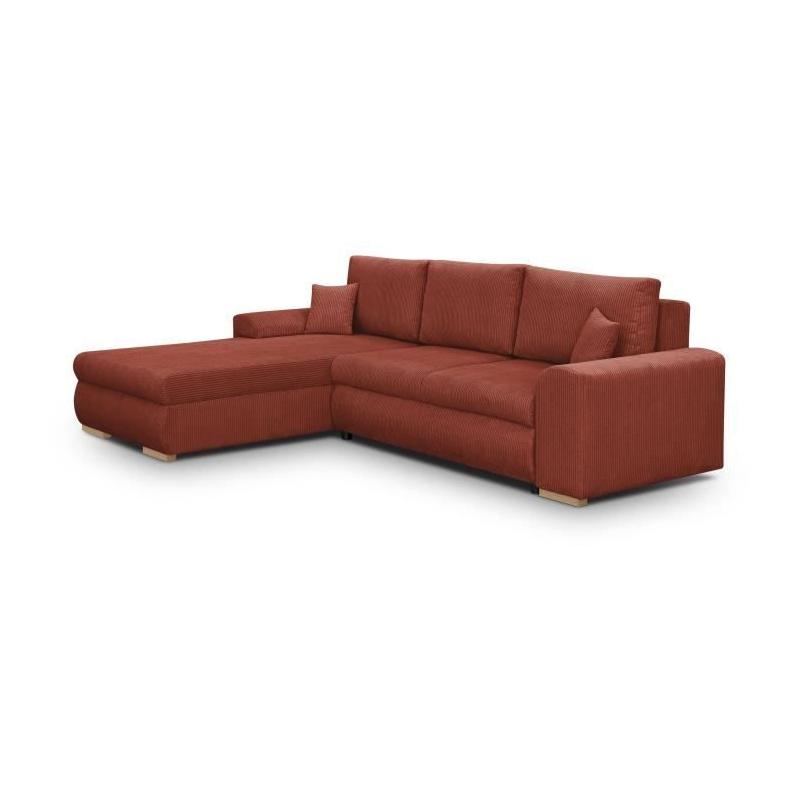 Canapé d'angle convertible 5 places INDIAN Velours Rouille