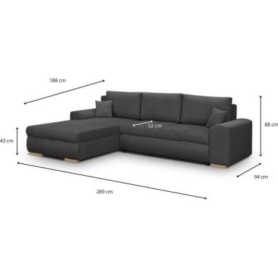 Canapé d'angle convertible 5 places INDIAN Gris foncé