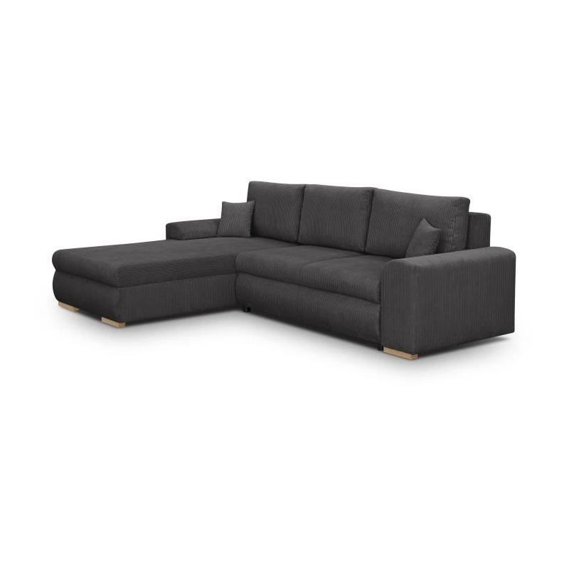 Canapé d'angle convertible 5 places INDIAN Gris foncé