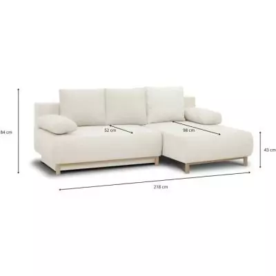 Canapé d'angle droit convertible MIKA - Tissu écru bouclettes Canapé d'angle droit convertible MIKA - Tissu écru bouclettes
