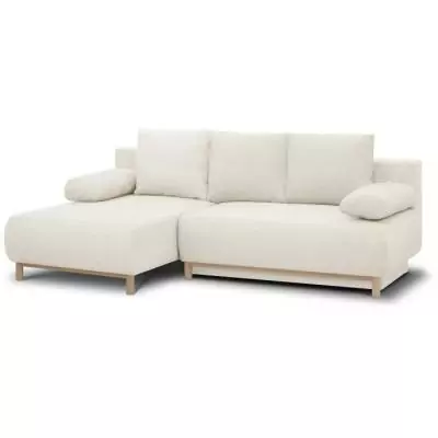 Canapé d'angle convertible 3 places MIKA écru - 192 x 84 x 93 cm