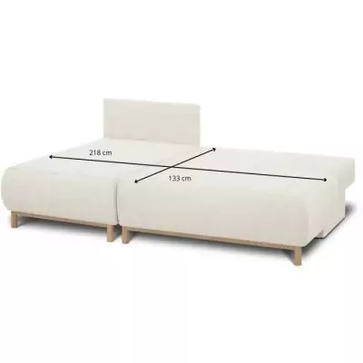 Canapé d'angle convertible 3 places MIKA écru - 192 x 84 x 93 cm