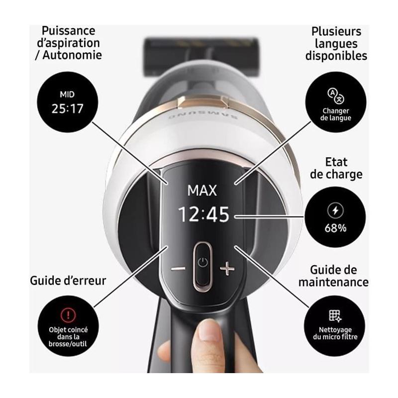 Aspirateur Balai Samsung Bespoke Jet Plus: 210 AW, 2 Batteries