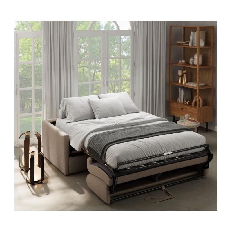 Canapé convertible express 3 places - Design compact - Tissu Antelope