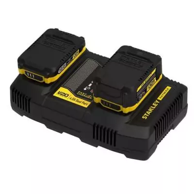 Double Chargeur 18V 4A Compatible avec Batteries Gamme V20 - STANLEY FATMAX Double Chargeur 18V 4A Compatible avec Batteries Gamme V20 - STANLEY FATMAX
