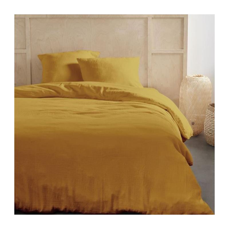 Parure de lit TODAY 2 personnes - Gaze de coton - Ocre