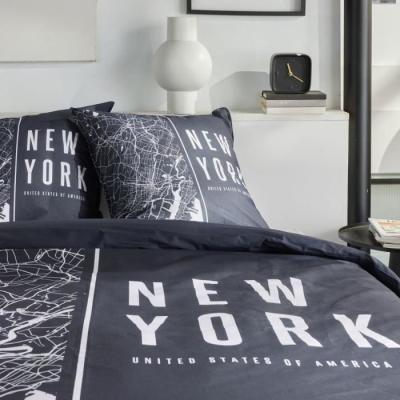 Parure de lit TODAY JAVA 240x220cm Coton Imprimé New York - Noir