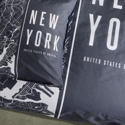 Parure de lit TODAY JAVA 240x220cm Coton Imprimé New York - Noir