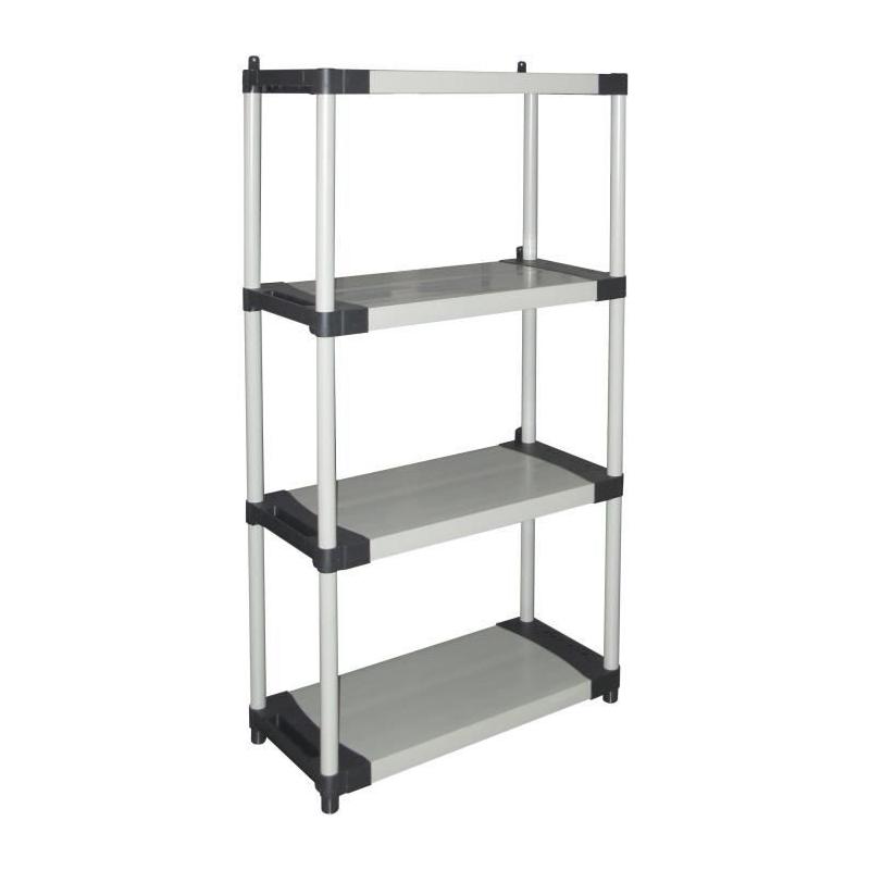 Étagère plastique TOOD 4 tablettes 80x40x168 cm Noir/gris