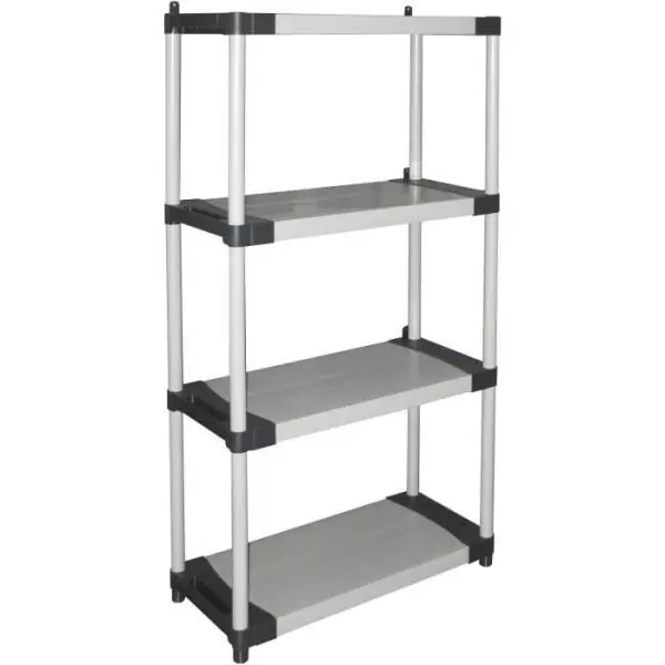 Étagere plastique - TOOD - 4 tablettes - Charge 80 kg par tablette - 80x40x168 cm - Noir/gris