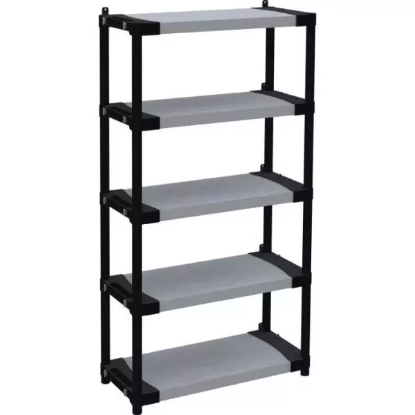 Étagere plastique - TOOD - 5 tablettes - Charge 80 kg - 80x40x171 cm - Noir/gris
