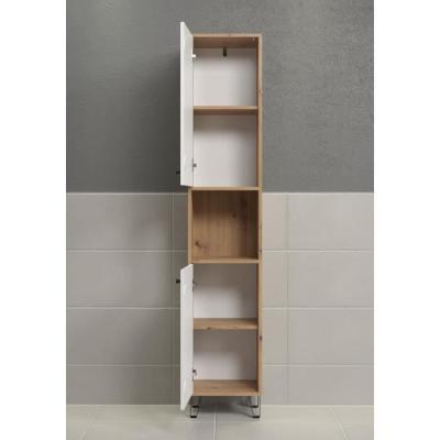 Armoire haute salle de bain 2 portes TRENDTEAM Touch Blanc/Brun