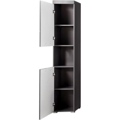 Colonne de salle de bain AMANDA - 2 portes - Gris brillant - Design compact