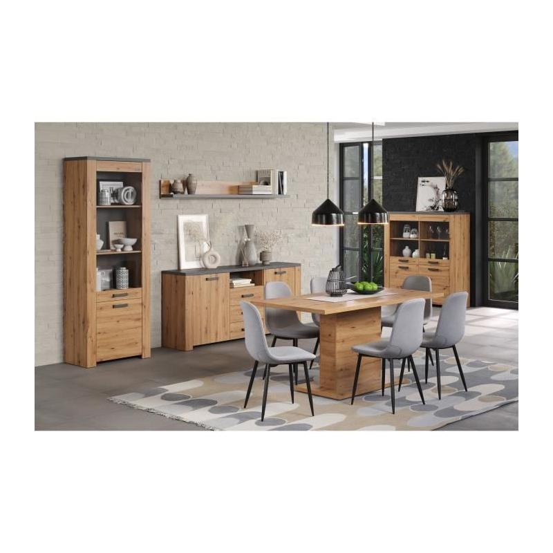 Buffet en Mélamine Chêne Artisan et Gris Ardoise - Style Moderne - L180 x P40 x H83 cm