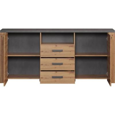 Buffet en Mélamine Chêne Artisan et Gris Ardoise - Style Moderne - L180 x P40 x H83 cm