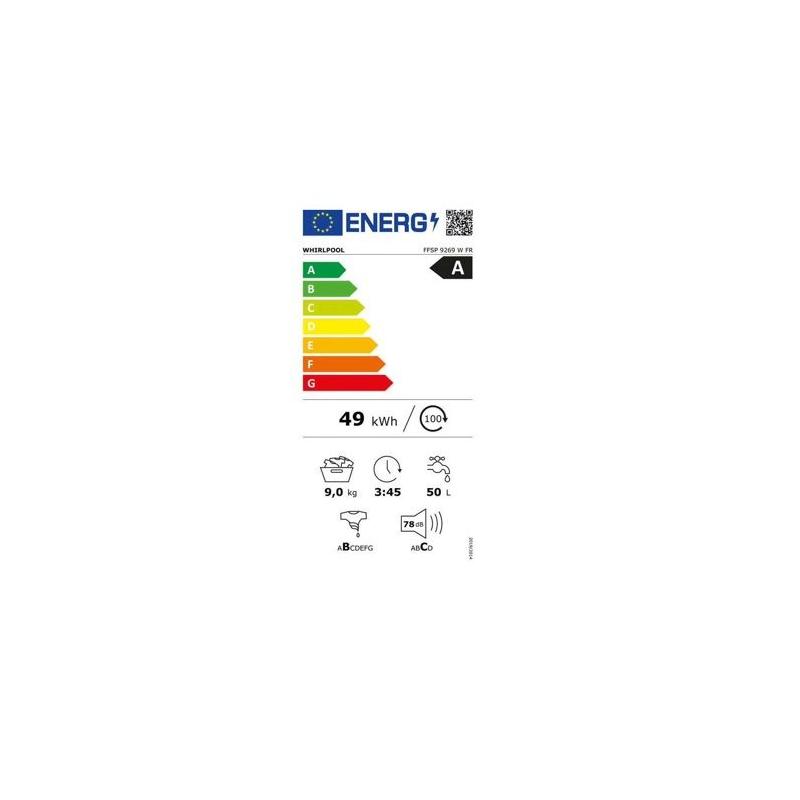 Lave-linge frontal Whirlpool 9 kg - Classe A