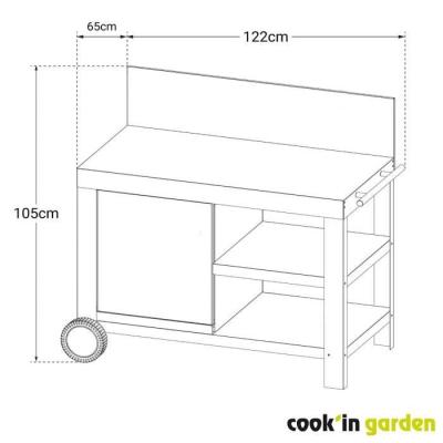 Desserte de jardin Nova 110 - 100% métal et crédence