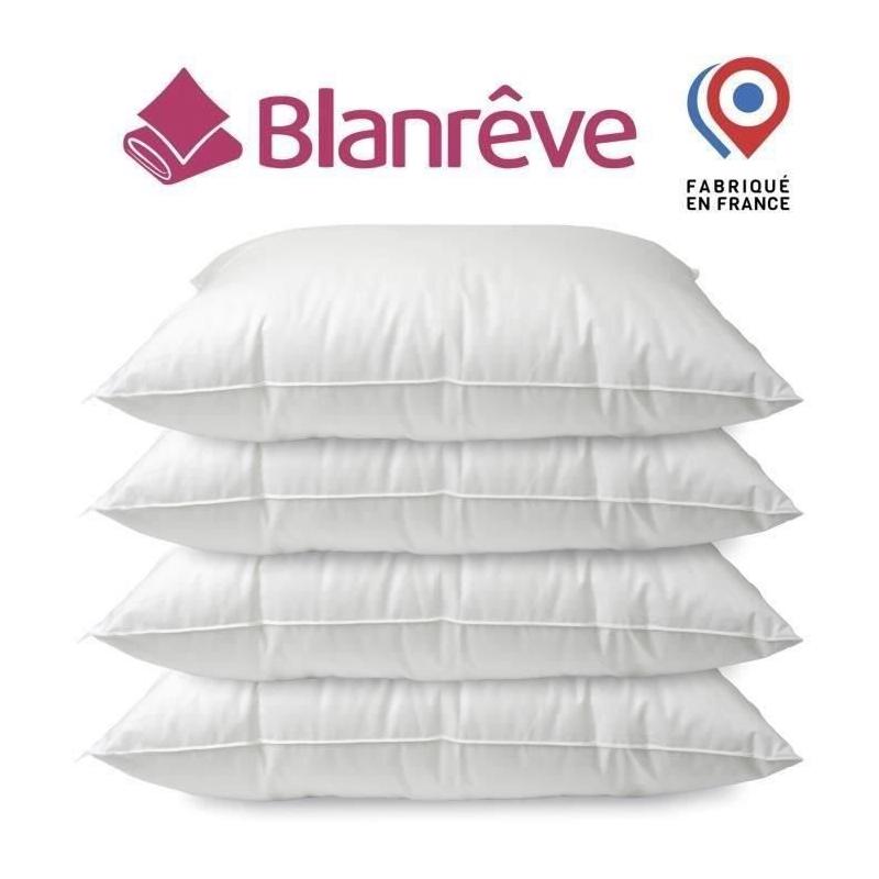 Lot de 4 oreillers 60x60 cm avec finition bourdon - BLANREVE