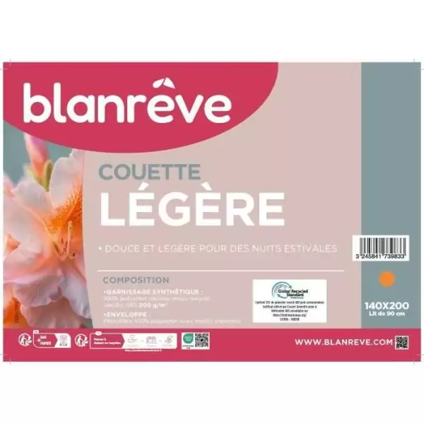 Couette - 140 x 200 cm - BLANREVE - Légere - 200gr/m² - Motifs imprimés