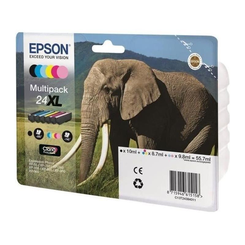 Encre EPSON Multipack 24 XL Eléphant pour Imprimante