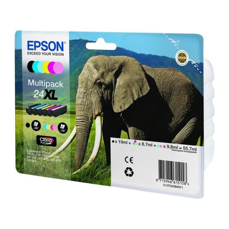 Encre EPSON Multipack 24 XL Eléphant pour Imprimante