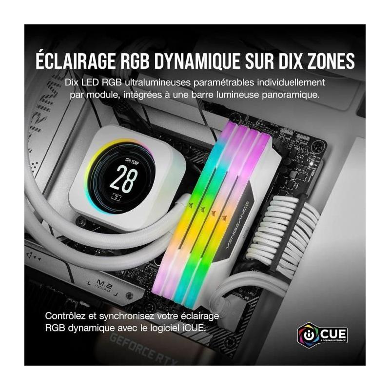 Corsair Vengeance RGB DDR5 32 Go - 6000 MHz Blanc