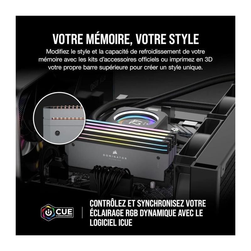 Mémoire vive CORSAIR 64Go DDR5 6000 MHz RGB - Dual Channel