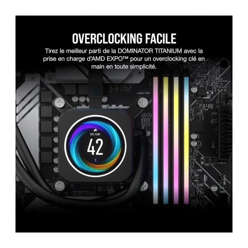 Mémoire vive CORSAIR 64Go DDR5 6000 MHz RGB - Dual Channel