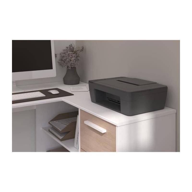 Bureau d'angle 3 tiroirs ESSENTIEL Blanc/Chene - PARISOT