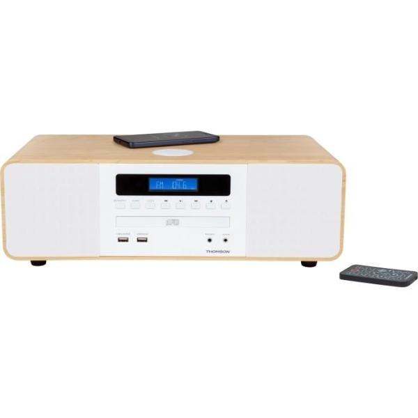 Chaîne compacte Bluetooth - THOMSON - Blanche/Induction - Radio FM/CD/MP3/USB, 50W, Égaliseur, Télécommande, Alim. 230V